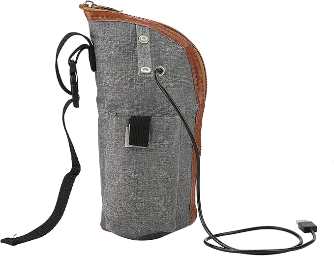 Milltrip USB Bottle Heated Cover - Portable Milk Warmer Bag with Adjustable Heating (37-42°C), Fits Most Baby Bottles - Fast & Even Heating for Travel, Car & Home Use (Gray)