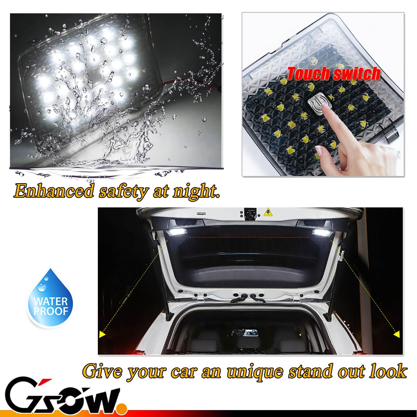 Gsowo 2 Pcs Led Trunk Overhead Lights For Toyo-Ta Rav4 2022 2023 2024  Rav4 Accessories Rear Hatch Door Lid Trunk Cargo Lamp Trunk Ceiling Lighting
