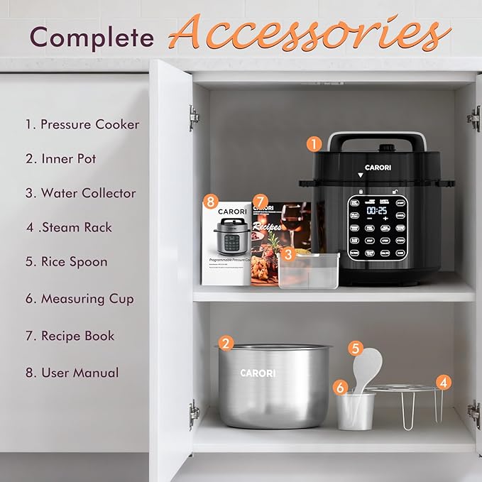 9-in-1 Electric Pressure Cooker 6 Quart Black, Stainless Steel Pot, 12 Preset Functions with Touchscreen, Safe Steam Release, Stew, Slow Cook, Rice, Sauté, Warmer