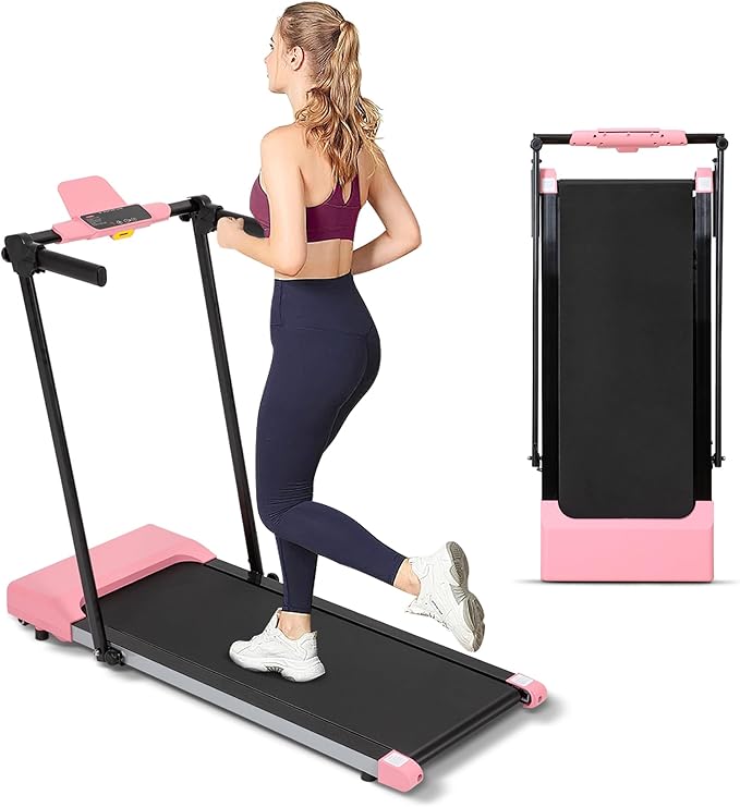 SnyFuitur Walking Pad with Handle Bar, Foldable Treadmill for Small Space - with Handles, Safety Key, 2.5HP Quiet Brushles...
