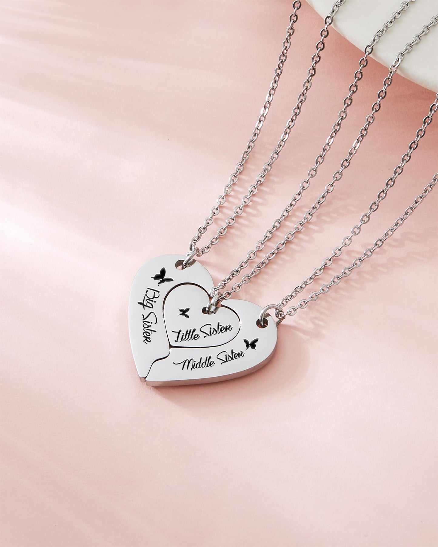 HOFOYA Matching Sisters Necklace 3 Piece Best Friends Pendant Set of 3 Split Heart Necklaces Jewelry Gifts for 3 Sisters Best Fr
