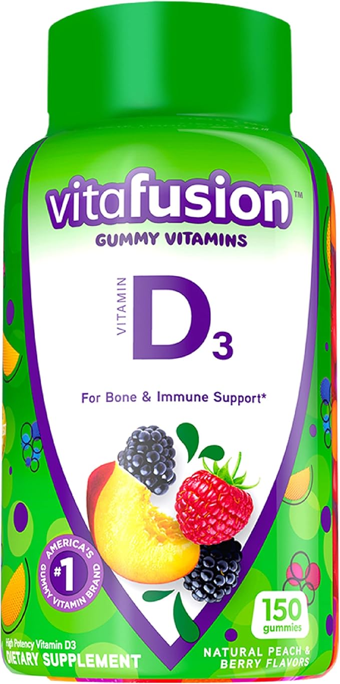 Vitafusion Extra Strength Melatonin Gummy Vitamins, 5mg, 120 ct Gummies & Vitamin D3 Gummy Vitamins for Bone and Immune System Support