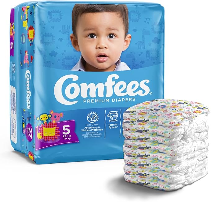 Comfees Premium Baby Diapers with Total Fit System for Boys & Girls, Size 5, 27Count, CMF-5