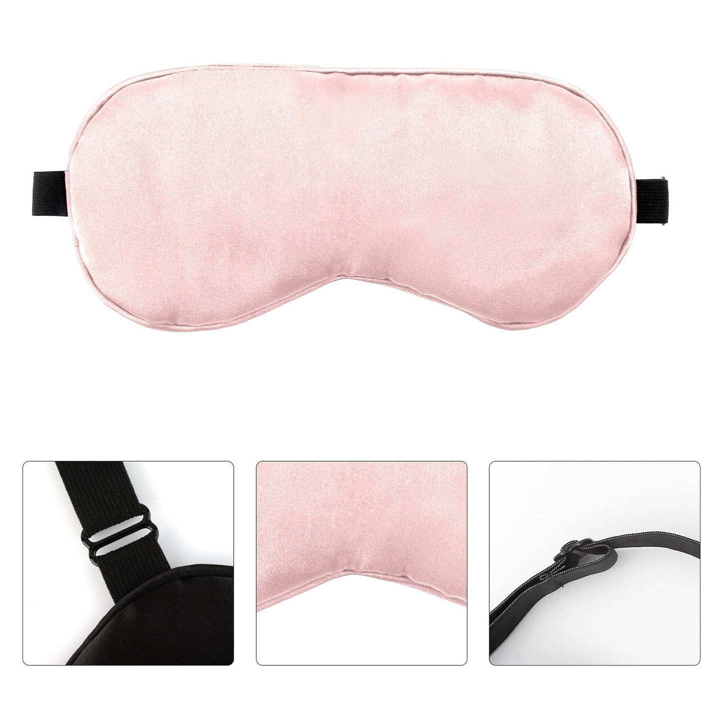 2 PCS Black Pink Satin Sleep Masks, Adjustable Silk Eye Mask for Sleeping, Eye Sleep Shade Cover, Blind Folds Soft Breathable Blindfold for Play Party Games Airplane Travel Essentials Cover Gifts