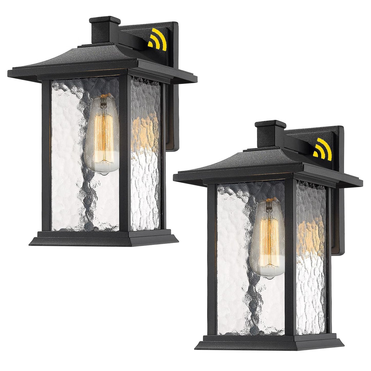 Beionxii Outdoor Wall Lights  14Inch Dusk To Dawn Exterior Wall Mount Sconce Front Porch Light  Black Cast Aluminum W/Water Glass - A272W-2Pk