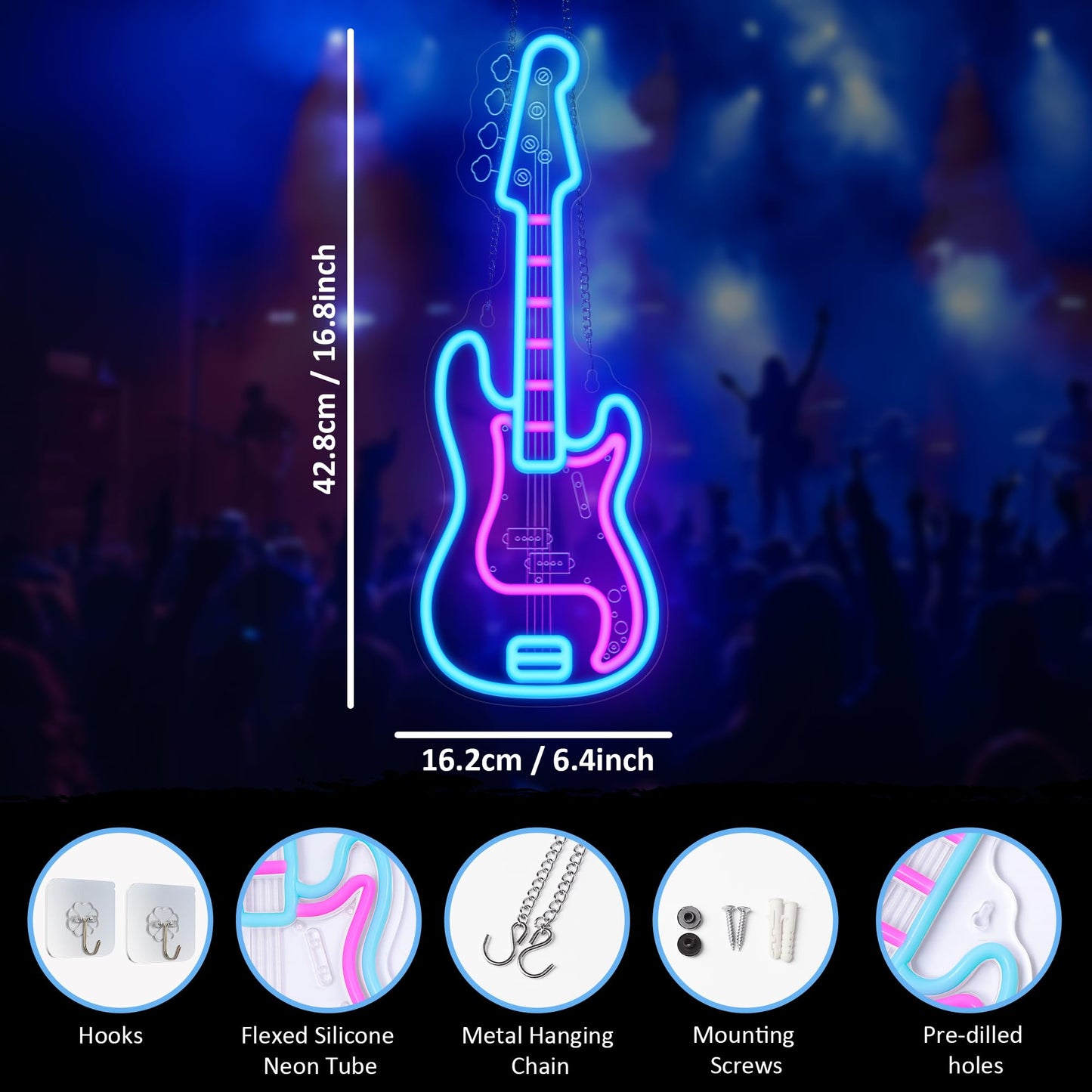 Coolgift Mart Bass Guitar Neon Sign  Dimmable Led Bass Guitar Room Decor Light With Usb Powered  Decorations For Bedroom Living Room Club Music Studio  Gifts For Bass Guitars Players Guitarists Music Lovers