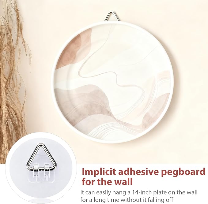 40 Pack Invisible Adhesive Plate Hangers, Vertical Wall Holders for Display, Supports 8-10 Inch Decorative Plates, Art & China, Secure Hangers for Home Décor Ideal(20 Round 20 Square)