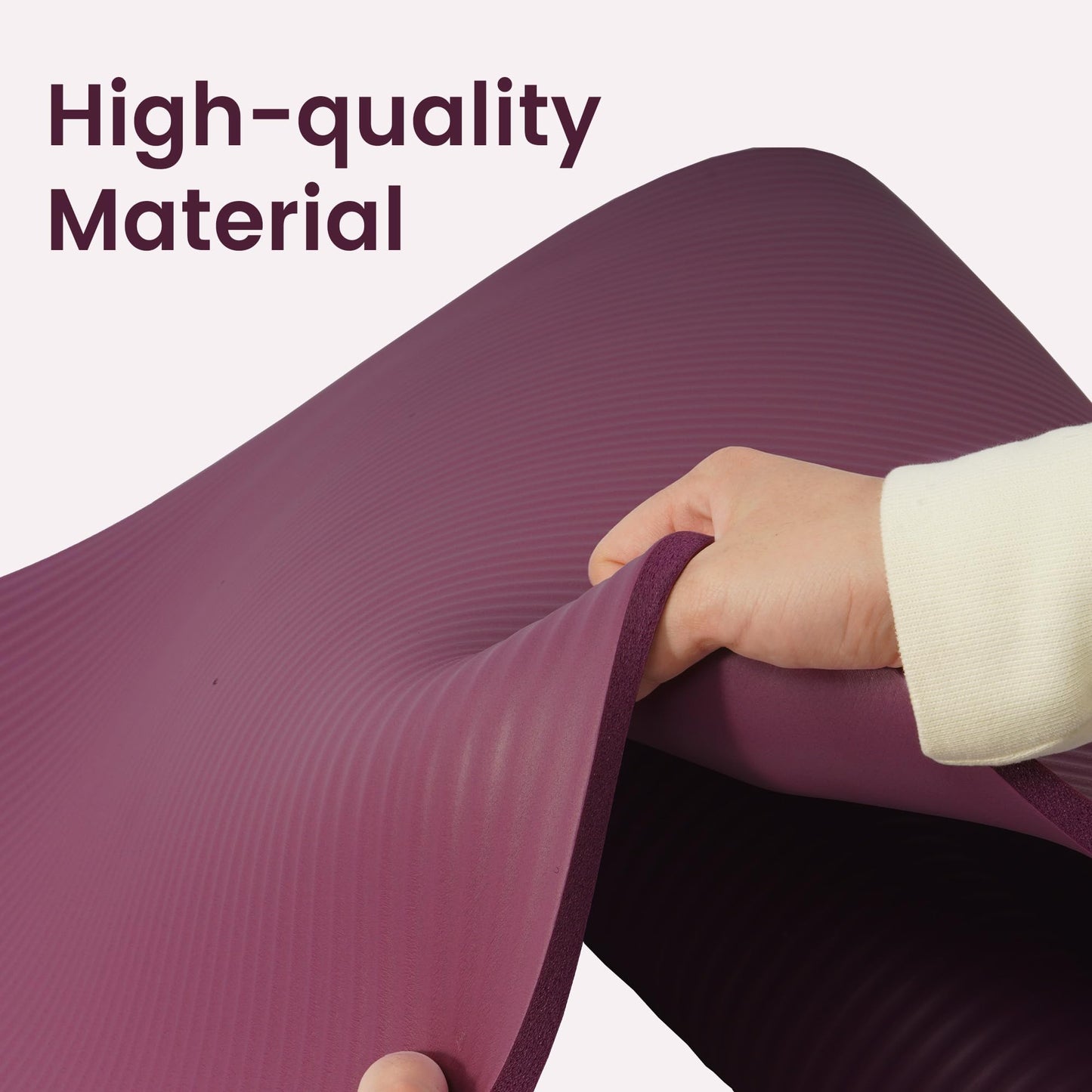 Fitvids 1/2-Inch Thick High Density Foam Exercise Yoga Mat with Carrying Strap, For Cushioning The Body Against Hard Floors, Deep Wine