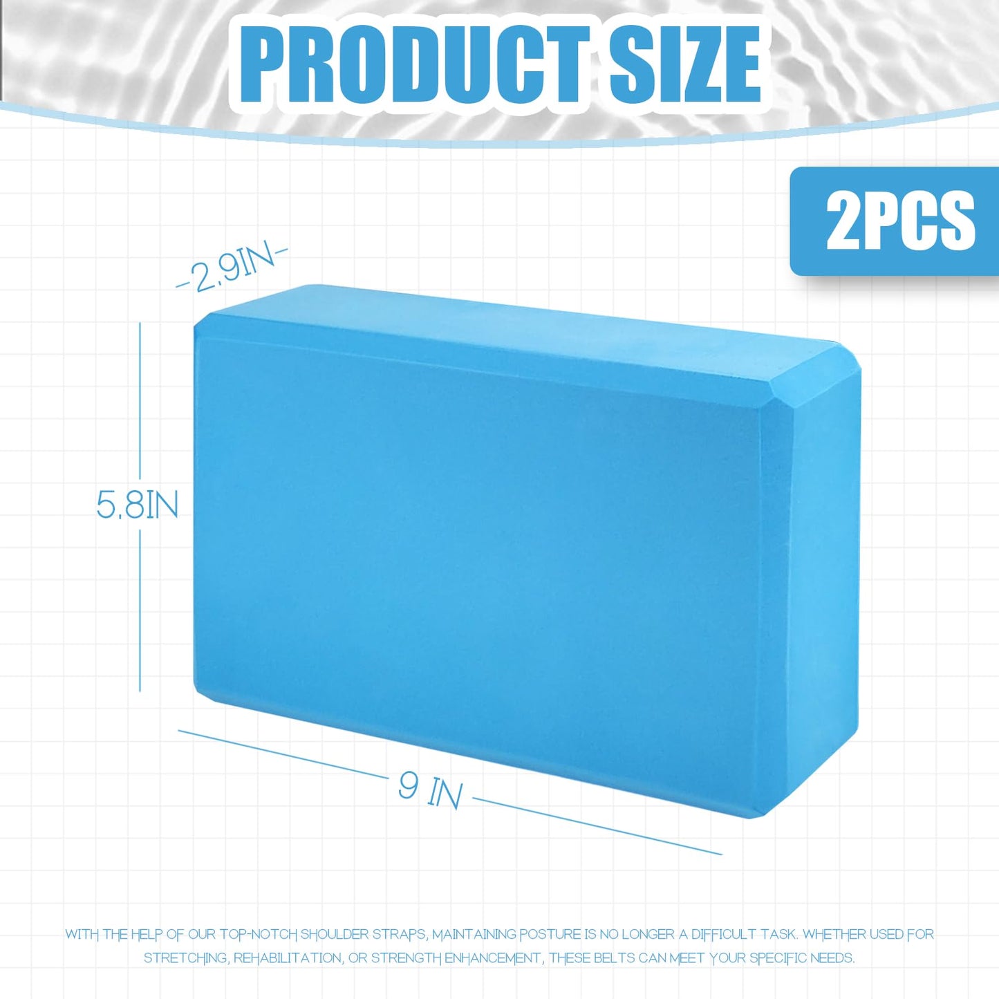 2 Pcs Yoga Blocks, 9"x6"x3" Foam Blocks Yoga Props for Pilates Stretching and Meditation Exercise Blocks Lightweight Yoga Essentials (Blue, normal)