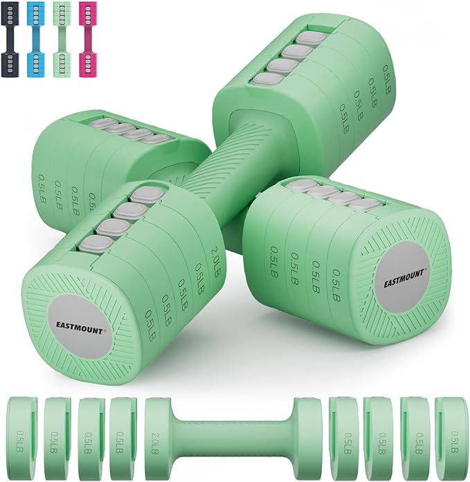 EAST MOUNT Adjustable Weight Dumbbells Set of 2, 8 in 1 Hand Weights for Women 2lb/3lb/4lb/5lb/6lb Dumbbell Weights Set 12...