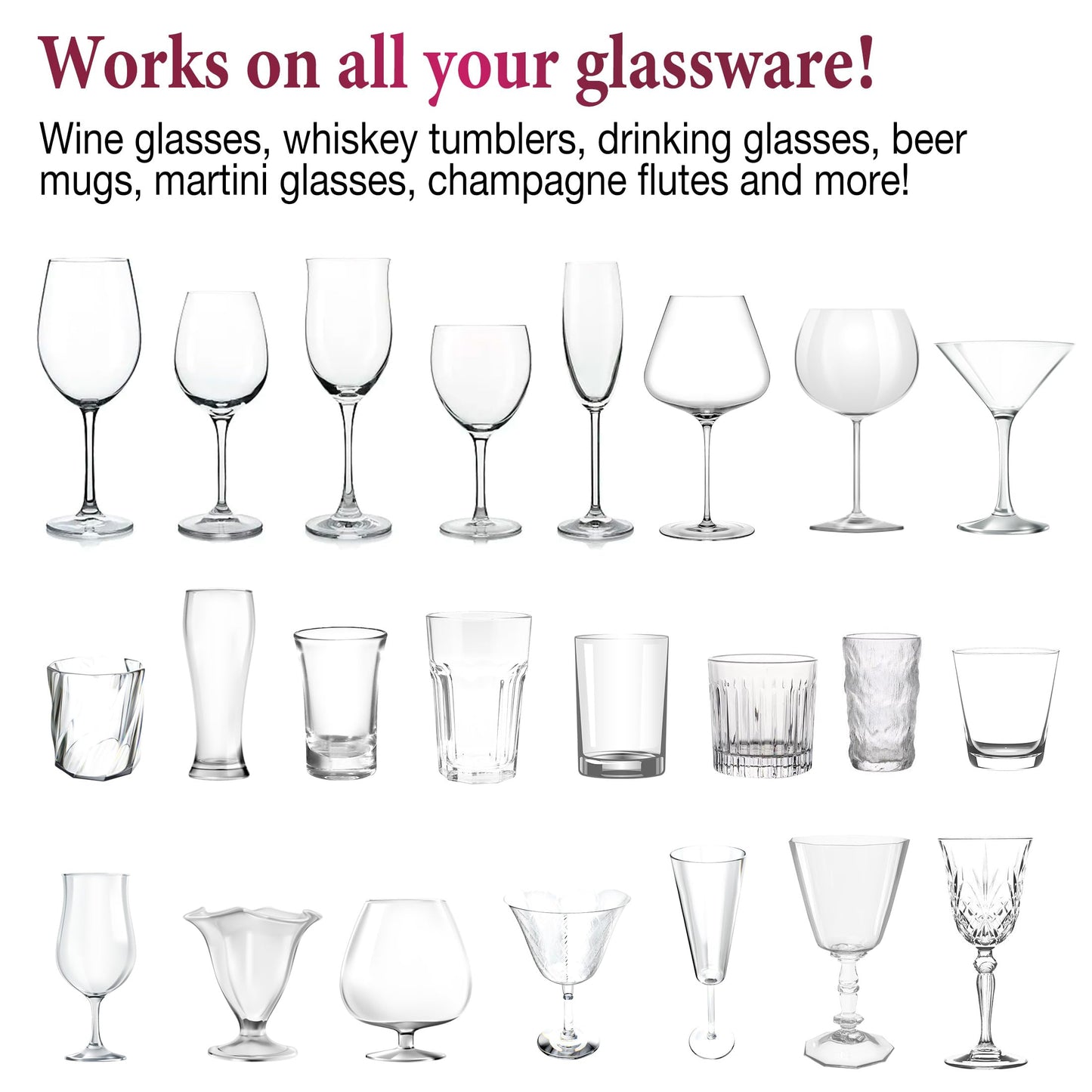 Home Glassware Polisher, World's First Affordable Spinning Glass Polisher, 600 RPM Dries and Polishes, All Glasses, Wine, Bar, Drinking, For Sparkling Glassware. Burgundy, Premium Painted