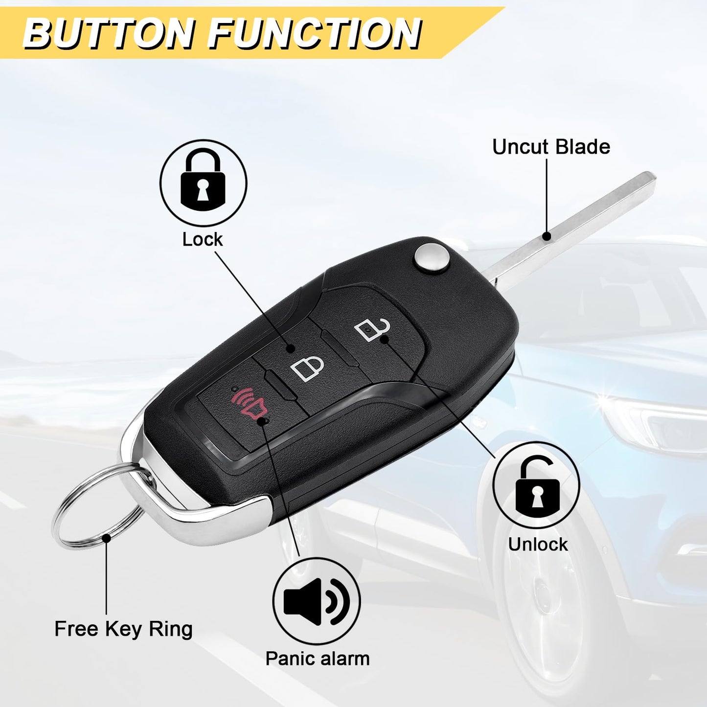 Vurkcy Key Fob Replacement For 2015-2022 Ford F-150/ 17-22 F-250 F-350 F-450 F-550/ 16-20 Explorer/ 16-23 Ranger/ 21-22 Bronco/