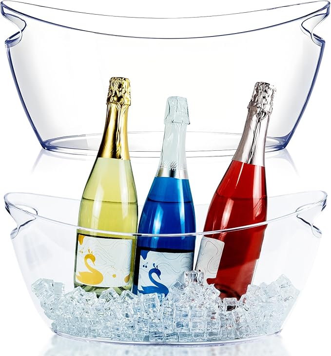 Seuqhck 2 Pack Ice Bucket, 5.5L Small Ice Buckets Clear Beverage Tub for Champagne Beer Sparkling Wine Cocktails, Parties,...