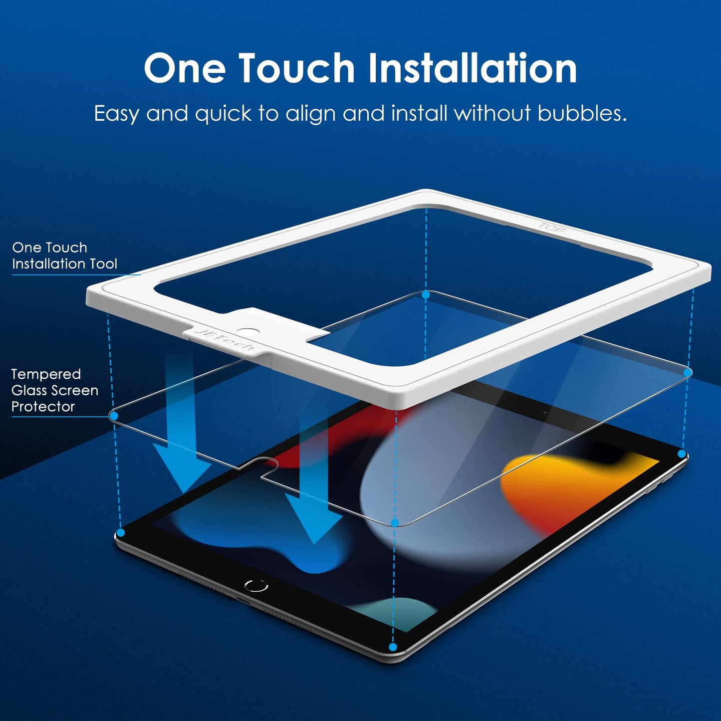 Jetech One Touch Install Screen Protector For Ipad 10.2-Inch (9Th/8Th/7Th Generation, 2021/2020/2019), Tempered Glass Film With