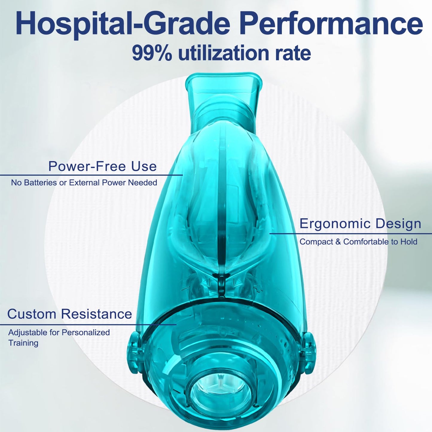 Flutter, Breathing Exercise Device, Medical-Grade Material, Adjustable Resistance, Home Use Airway Device