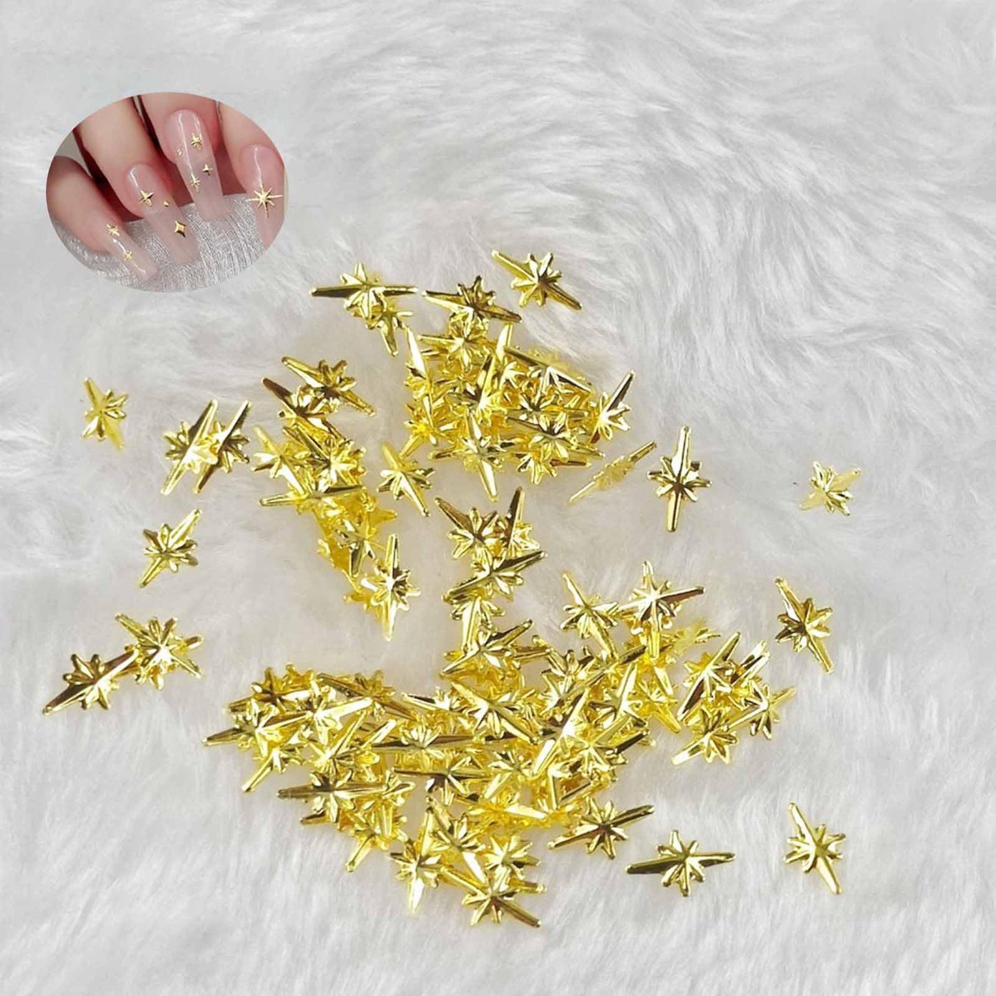 ONPRESS 1000pcs Mini Star Nail Art Rhinestones Gold Cute Cross Star Nail Charms 3D Alloy Nail Art Charms Kawaii Charms for Acryl
