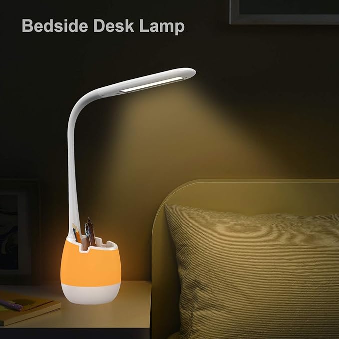 ERAY Rechargeable Battery Operated Lamp with 3 Color Modes/8 Colors Night Light/Pen Holder, Kids LED Desk Table Lamp for Home Office Dorm Reading Studying, Eye Caring, Ideal Gifts, Adapter Included
