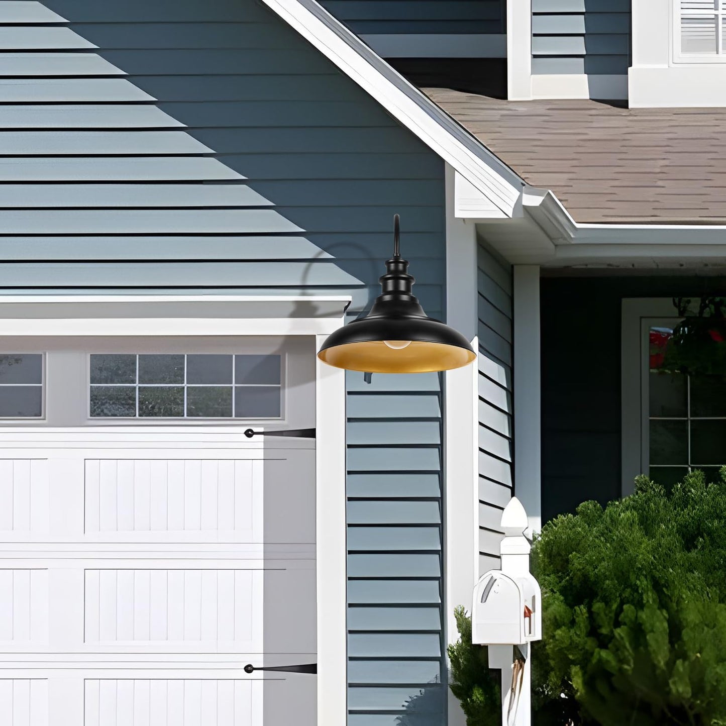 Diyel Outdoor Barn Light Fixtures  16 Inch Large Dome Farmhouse Exterior Wall Mount Lights  Rustic Wall Sconces Indoor Wall Lighting  Industrial Black Gold Lanterns For Porch  Garage  2 Pack