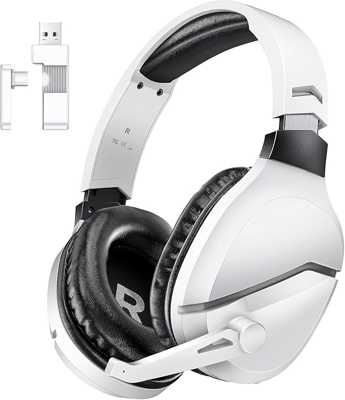 WolfLawS Wireless Gaming Headset with Noise Canceling Microphone for PS5, PC, PS4, 2.4G/Bluetooth Gaming Headphones with U...