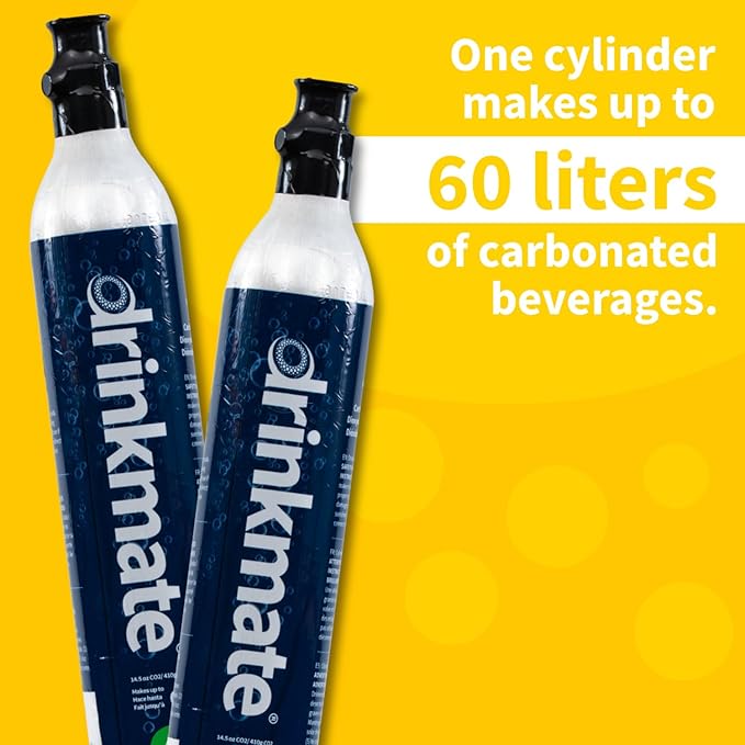 Drinkmate Threaded 60L CO2 Exchange Carbonation Cylinders, Compatible w/SodaStream (Screw-In), Aarke, Ninja Thirsti, 14.5 Oz, Cartridge Gas Canister Refill (Set of 4)
