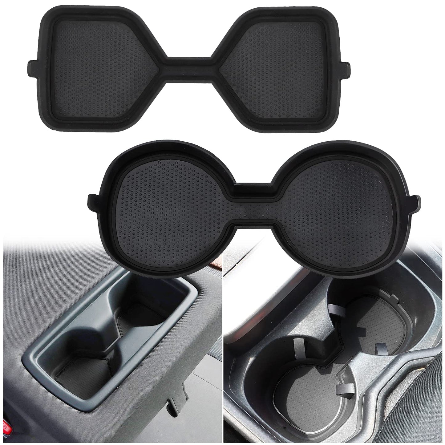 Auovo 3D Cup Holder Inserts for Toyota RAV4 Accessories 2025 2024 2023 2022 2021 2020 2019 Silicone Center Console Cup Holder Coaster Liner Mat Pad Interior Trims (Black, 2pcs kit)