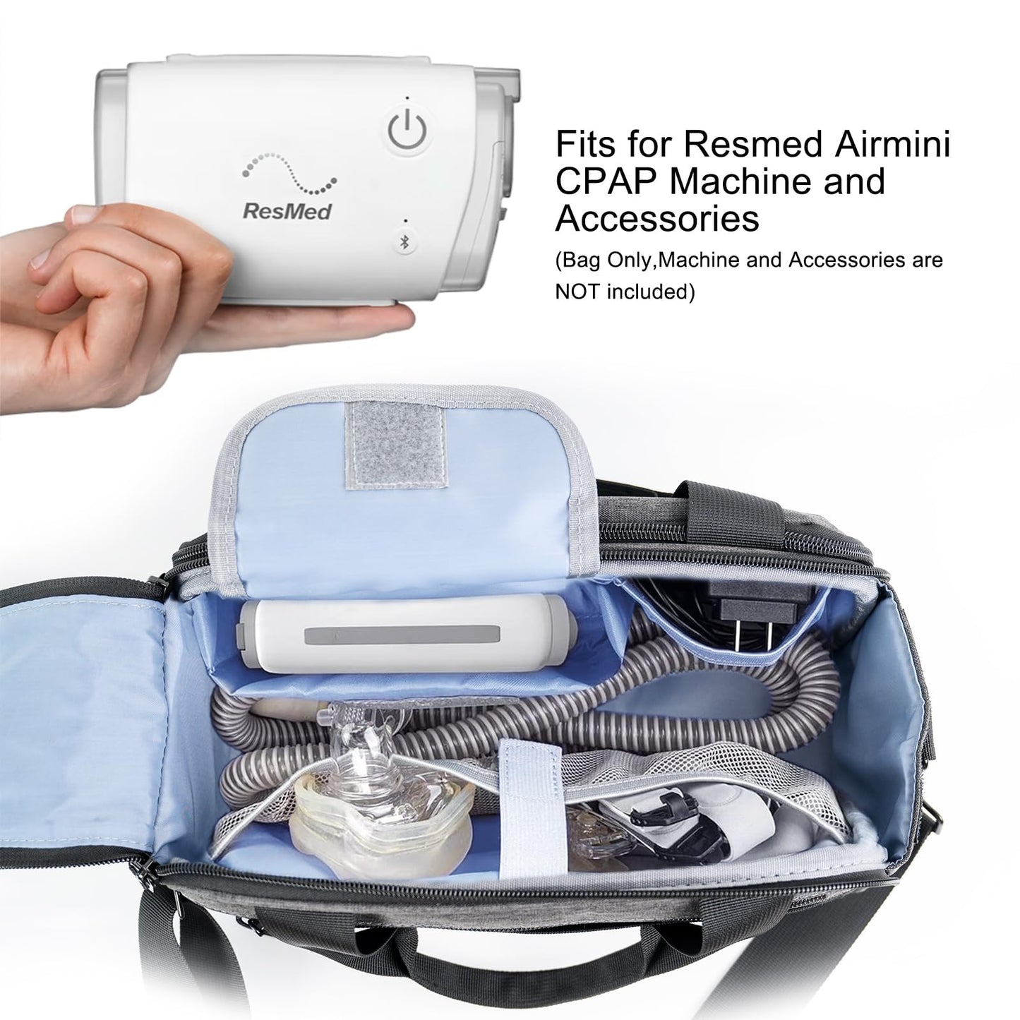 Carfany CPAP Bag For Travel Compatible With Resmed Airmini,Portable CPAP Machine And Accessories Case,Carry Organizer With Luggage Strip