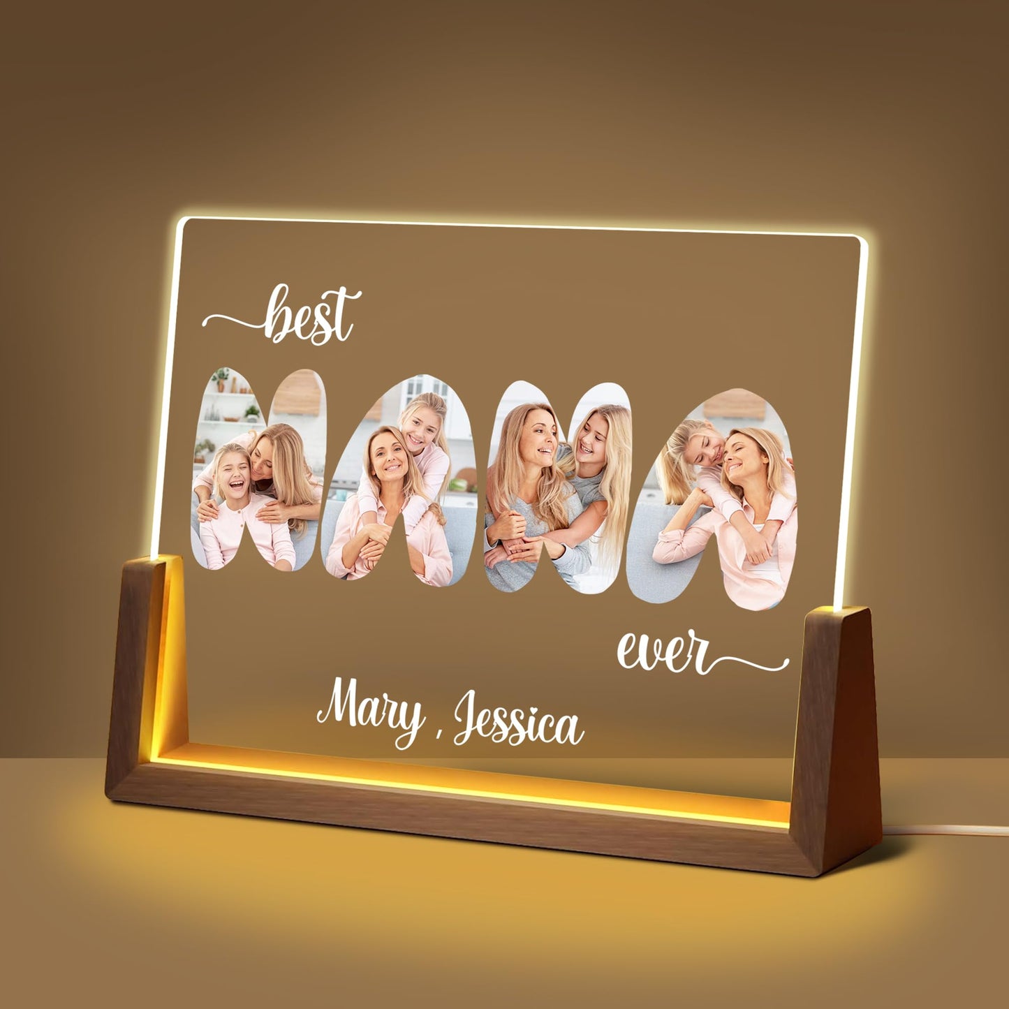 Maiwell Personalized Mothers Day Birthday Gifts For Grandma From Granddaughter Grandson Grandkids  Customized Light Up Photo Frame With Picture Name  Custom Best Nana Ever Christmas Gifts For Women