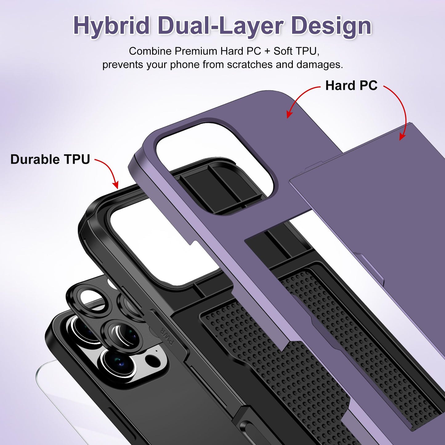 Samonpow For Iphone 16 Pro Max Case Wallet With Card Holder + 2 Screen Protector + 1 Camera Cover Full Body Heavy Duty Protectiv