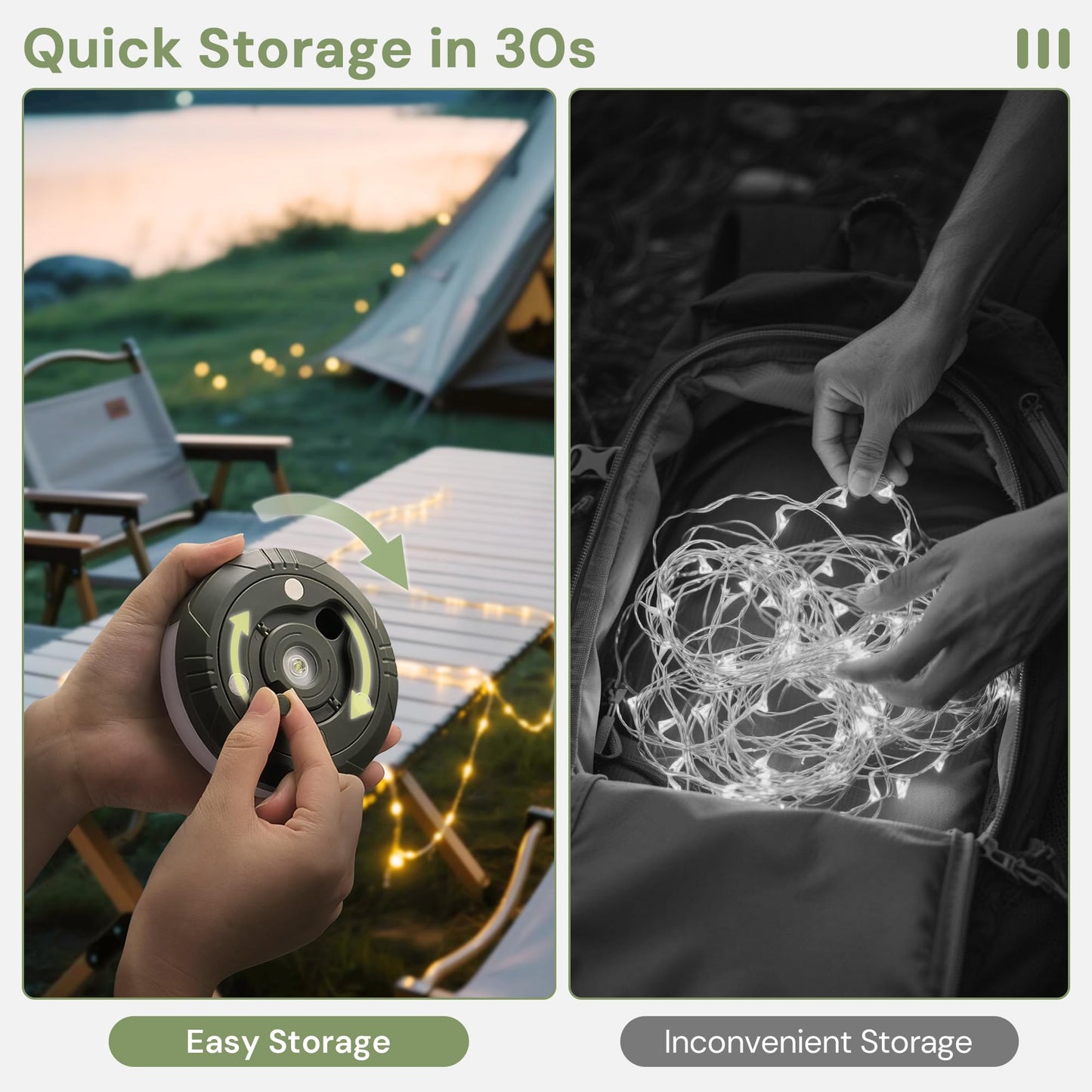 L LOHAS LED Camping String Lights, 32.8FT, 8 Modes, Waterproof, 2 Packs, Green - RGBW, Plastic