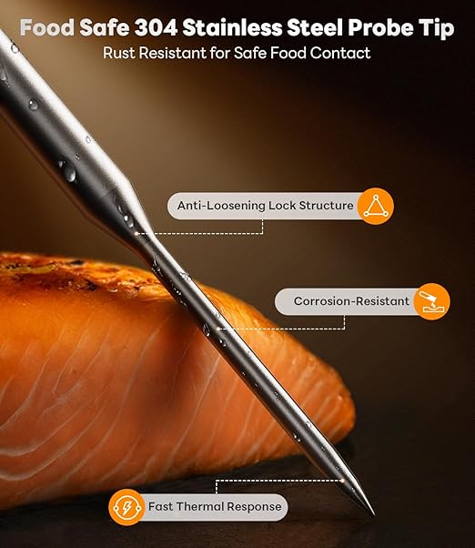 LockView FM151 Meat Thermometer with Temp Lock & Auto-Resume, Multi-Tested 0.5 Sec Instant Read Digital Probe, IP67 Waterproof 18/8 Stainless Steel for Cooking, Grilling, Black