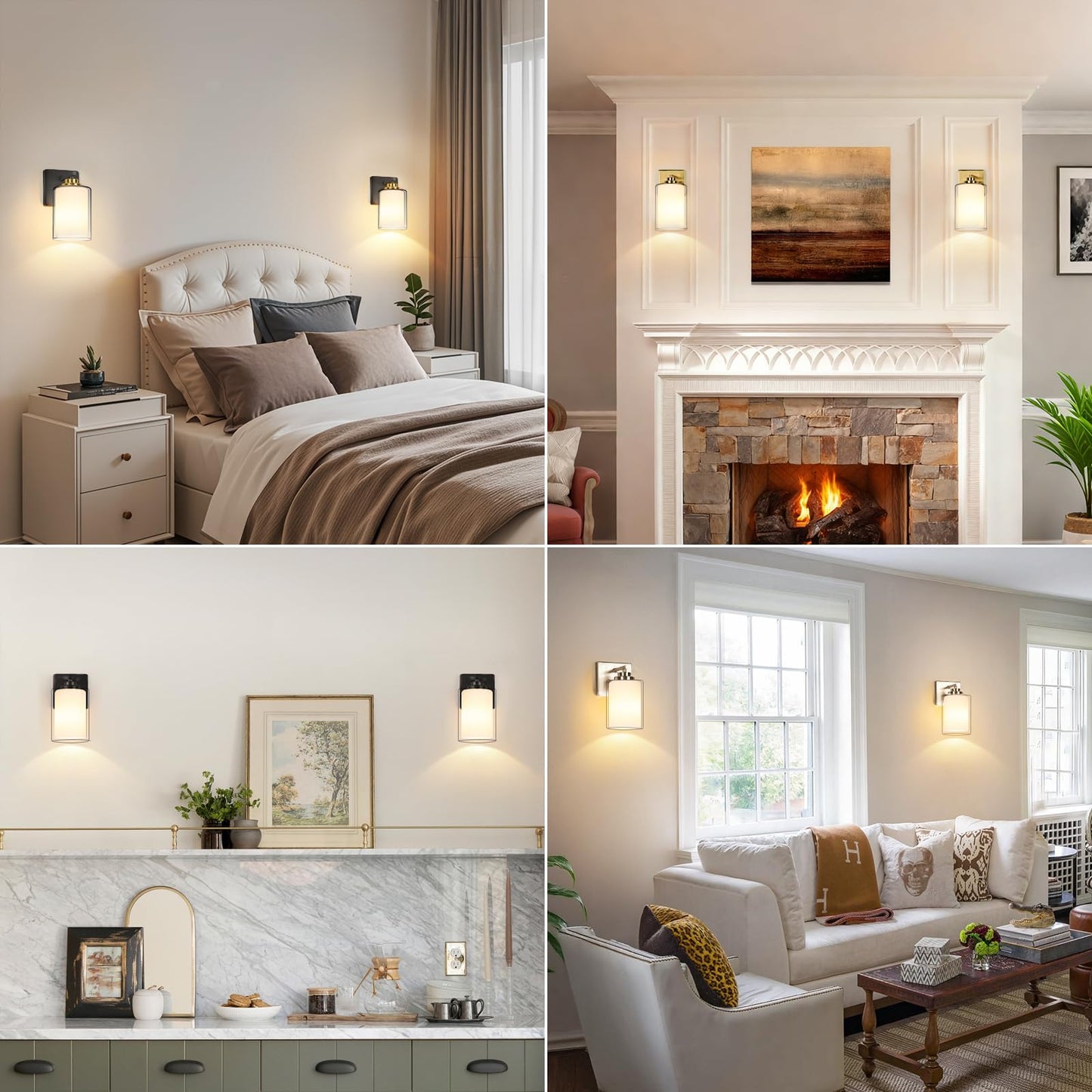Set Of 2 Wall Sconces For Bathroom  Modern Vanity Light Fixtures  Black & Gold Wall Mount Lighting Lanterns  Farmhouse Wall Lights With Double Clear Glass Shade For Bedroom Living Room Mirror Hallway