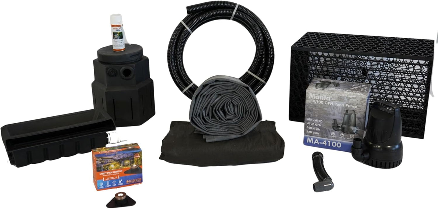 HALF OFF PONDS Pond Free Cascade 4100 Waterfall Kit with MatrixBlox, 15' x 20' EPDM Liner and 4,100 GPH Pump - PMDPB4