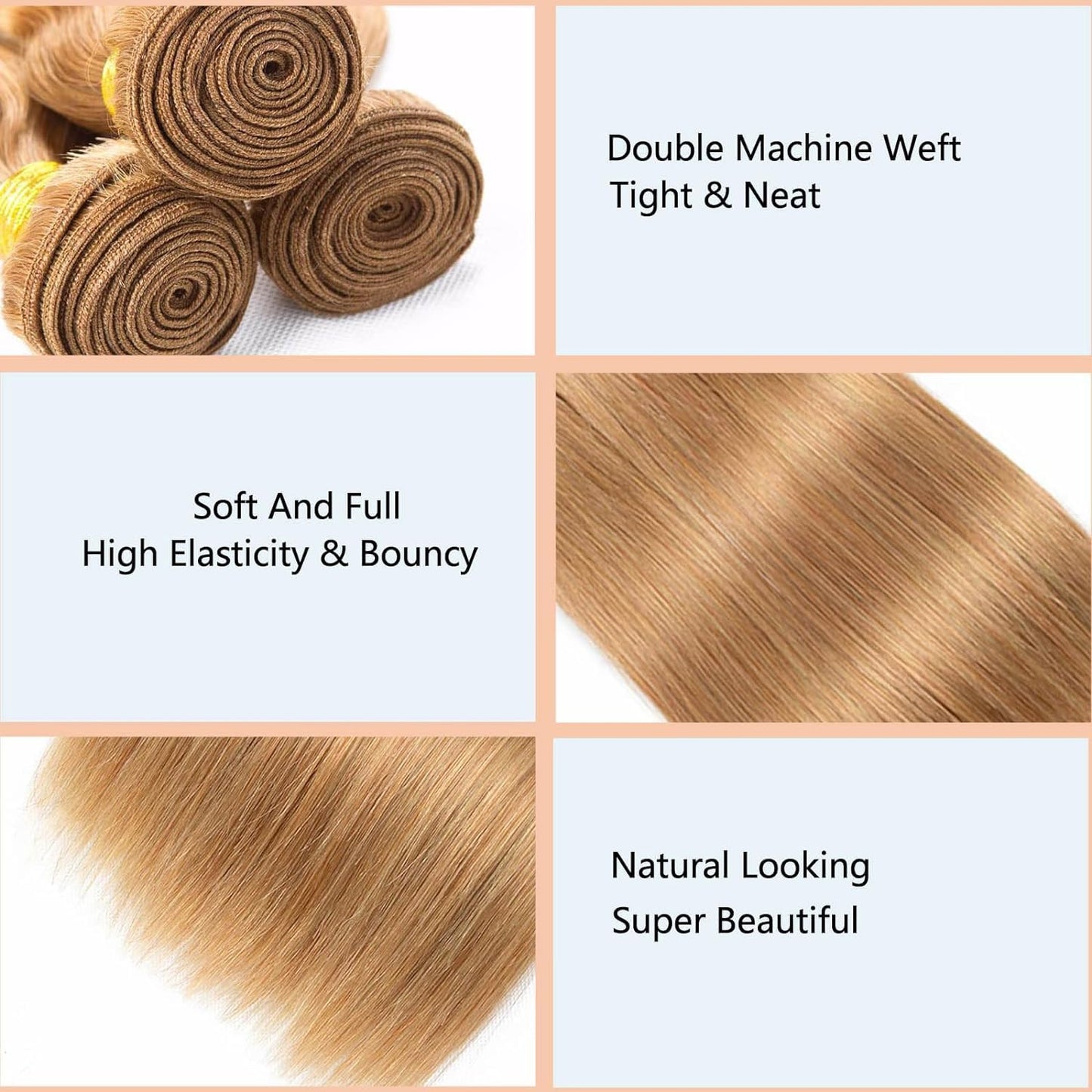 Lagalaga Bundles Human Hair 14 16 18 Inch Straight Brown 27 Color Human Hair Bundles Unprocessed Brazilian Virgin Hair Quick Wea