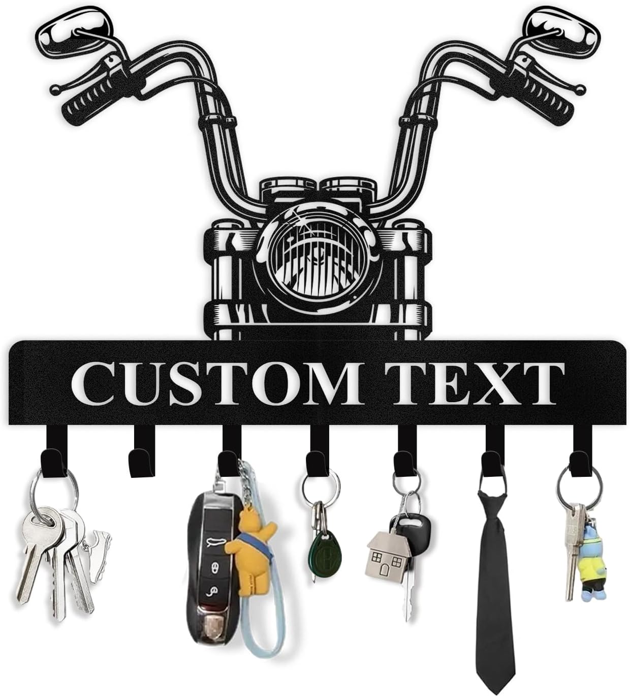 Personalized Key Rack Wall Mount - Custom Motorcycle Key Holder for Wall, Coat Rack Organizer, Jacket Holder, Key Hanger Wall Decor for Garage Entryway Office, Gift for Motorcycle Lovers