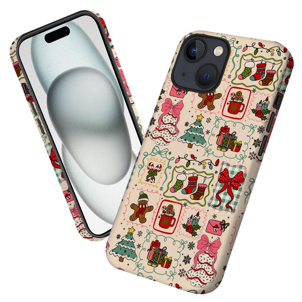Case for iPhone 14,Christmas Tree Gingerbread Man Phone Case Military-Grade Drop Protection Cover for Women Girl - Frosted