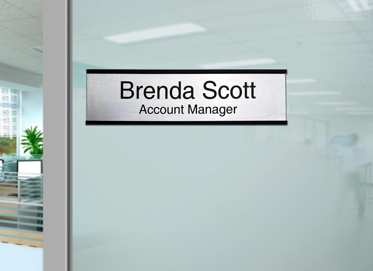 2" x 8" Personalized Aluminum Name Plates, Custom Office Desk or Wall Name Plates with Two Lines of Custom Texts, Three Name Plate Colors Silver, White, Black, Holders are Optional