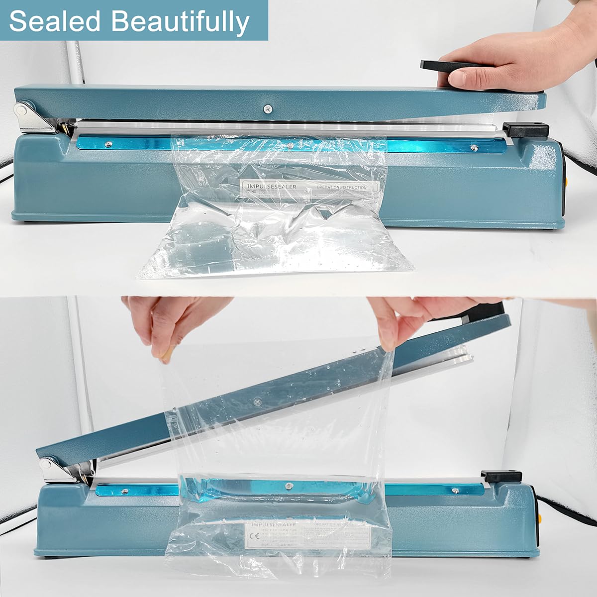 SEELAUGH 12 Inch 5mm Impulse Heat Sealer Machine for Plastic Mylar Bags, Metal Shell, with 6 Replacement Parts (including 2 Cutting Lines)