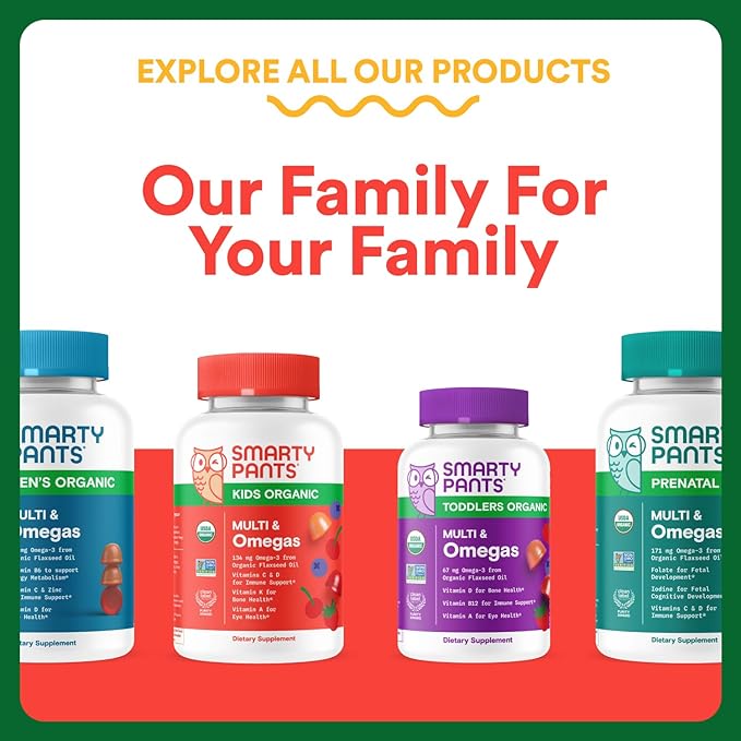 SmartyPants Kids Multivitamin & Fiber Gummies: Prebiotic Fiber to Support Kids Digestion with Vitamin D3, C, Vitamin B12, B6, A, Zinc, Biotin, Folate, Three Fruit Flavors, 120 Count (40 Day Supply)