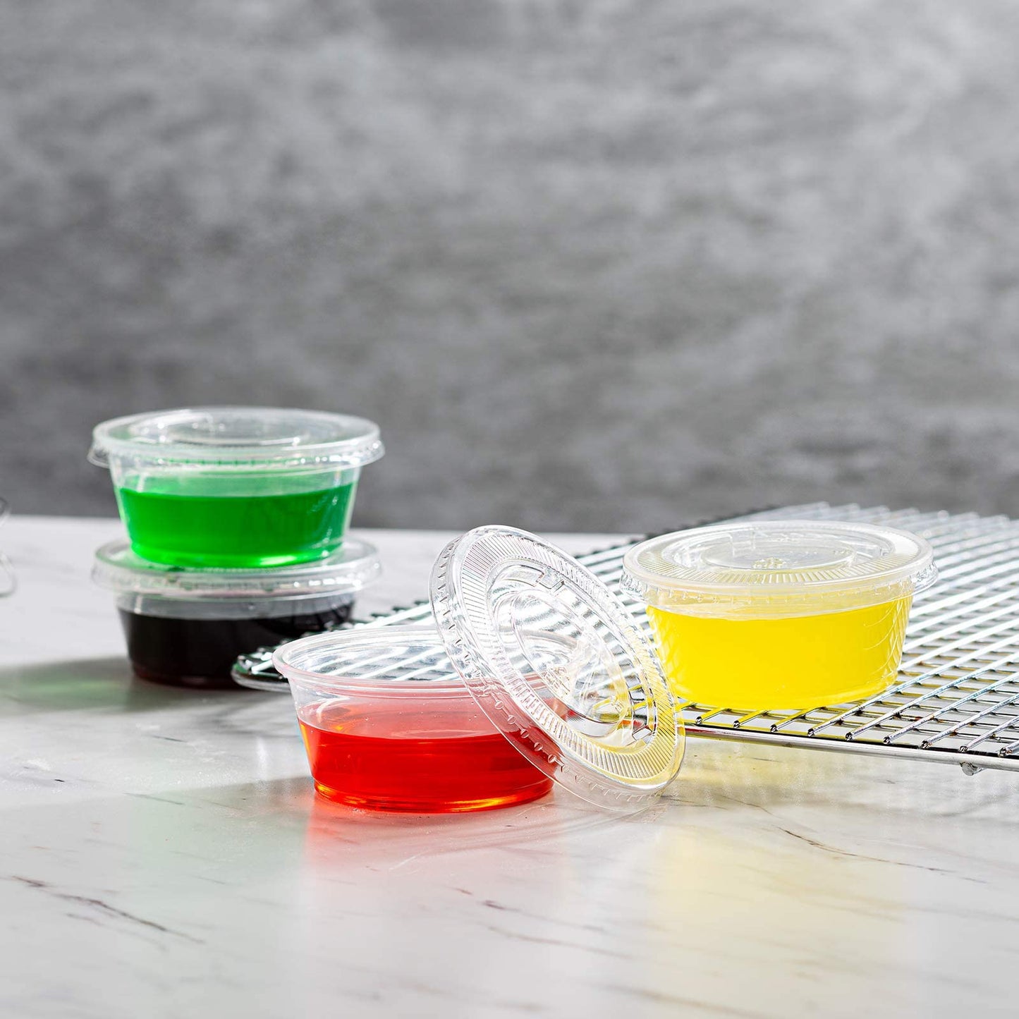 Zeml Portion Cups with Lids (3.25 Ounces, 200 Pack) | Disposable Plastic Cups for Meal Prep, Portion Control, Salad Dressing, & Medicine | Small Plastic Condiment Container