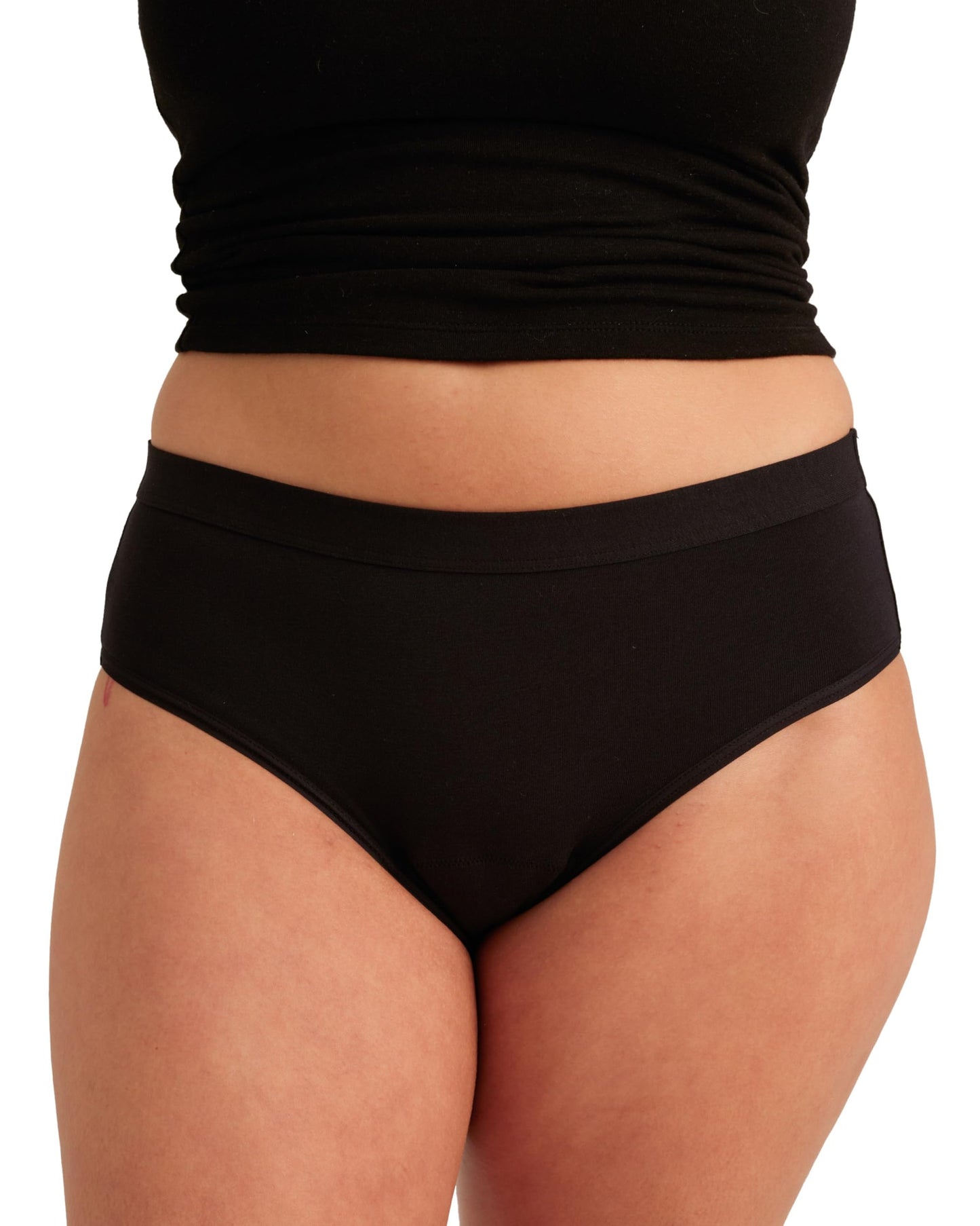 Saalt EveryWear Cotton Brief - Leakproof Period Underwear - Mid-Rise, Full Coverage Womens Underwear - Reusable & Washable - Replaces 3 Pads or 4 Tampons - Medium, Volcanic Black