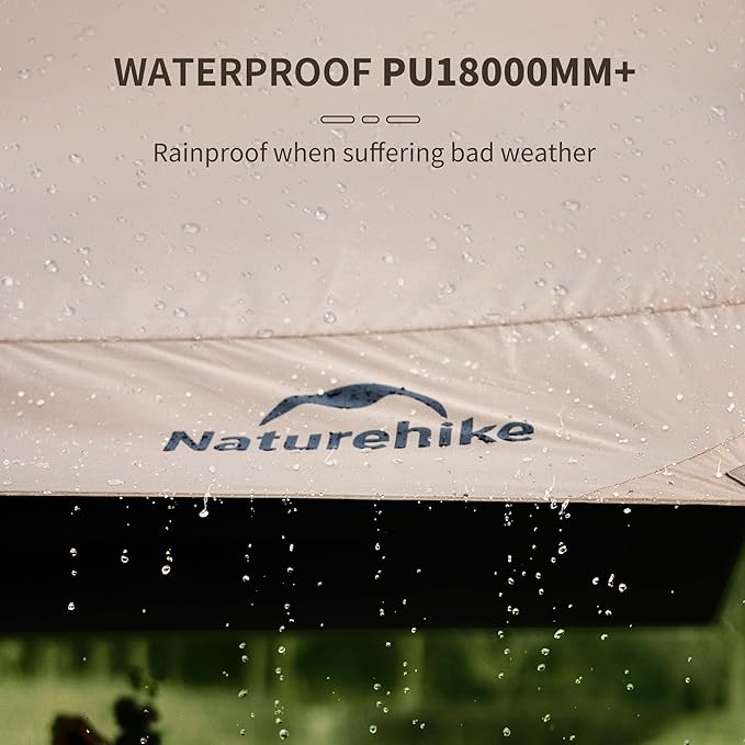 Naturehike Cloud Skies Camping Tent Tarp with Poles, Waterproof PU 18000mm+ Rain Shelter, Anti-UV UPF2000+ Camping Sun Shelter Camping Canopy, Camping Tent Canopy for Outdoor Party, Picnic