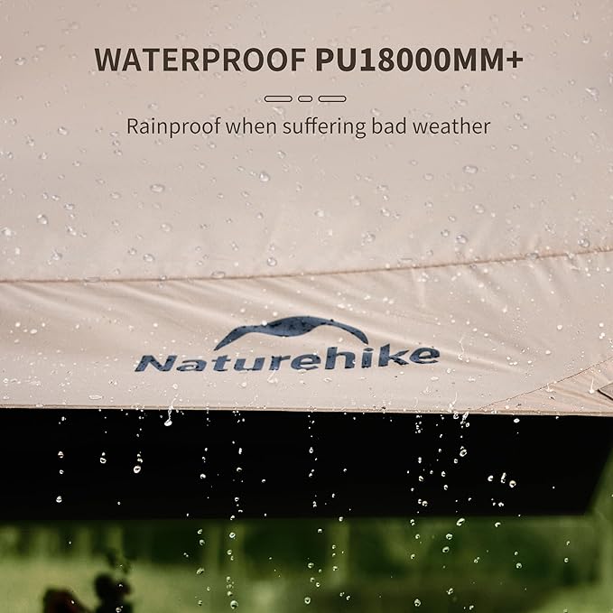 Naturehike Cloud Skies Camping Tent Tarp with Poles, Waterproof PU 18000mm+ Rain Shelter, Anti-UV UPF2000+ Camping Sun Shelter Camping Canopy, Camping Tent Canopy for Outdoor Party, Picnic
