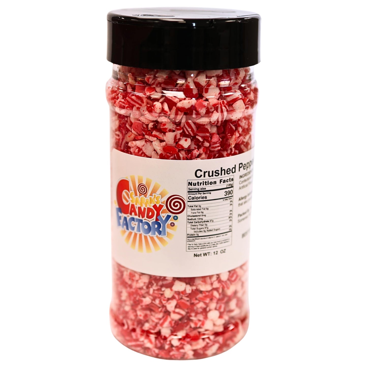 Crushed Peppermint Candy Pieces  Red & White  Mint Flavored Bits for Baking  Toppings  Decorating  and Holiday   12 Oz in Reusable Jar