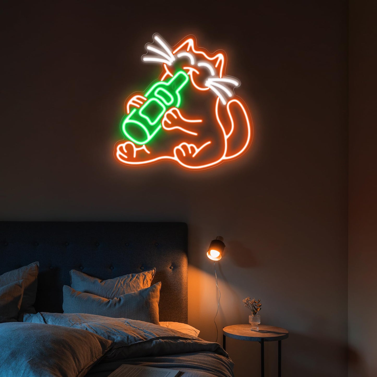 Kavaas Cat malt-inspired Neon Sign  Funny Neon Sign For Home Bar Decor  Man Cave Pub Party - Best Gifts For Husband  Father  Birthday  Christmas