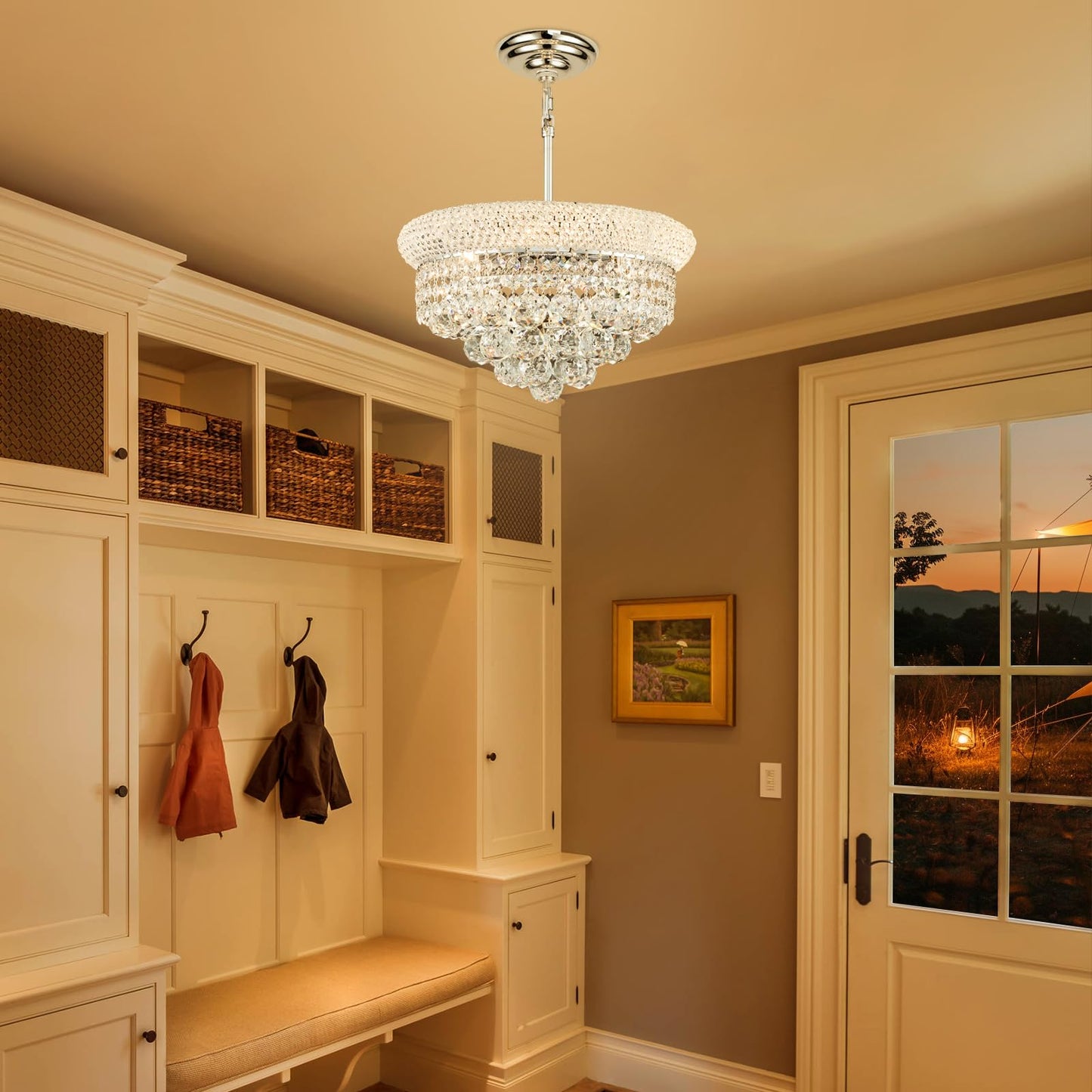 Crystal Chandeliers For Dining Room Light Fixture Over Table  Empire Style K9 Crystal Chandeliers For Bedroom  4 Lights Chrome stylish Lighting Fixtures For Entryway Kitchen Island Foyer D15 Inch