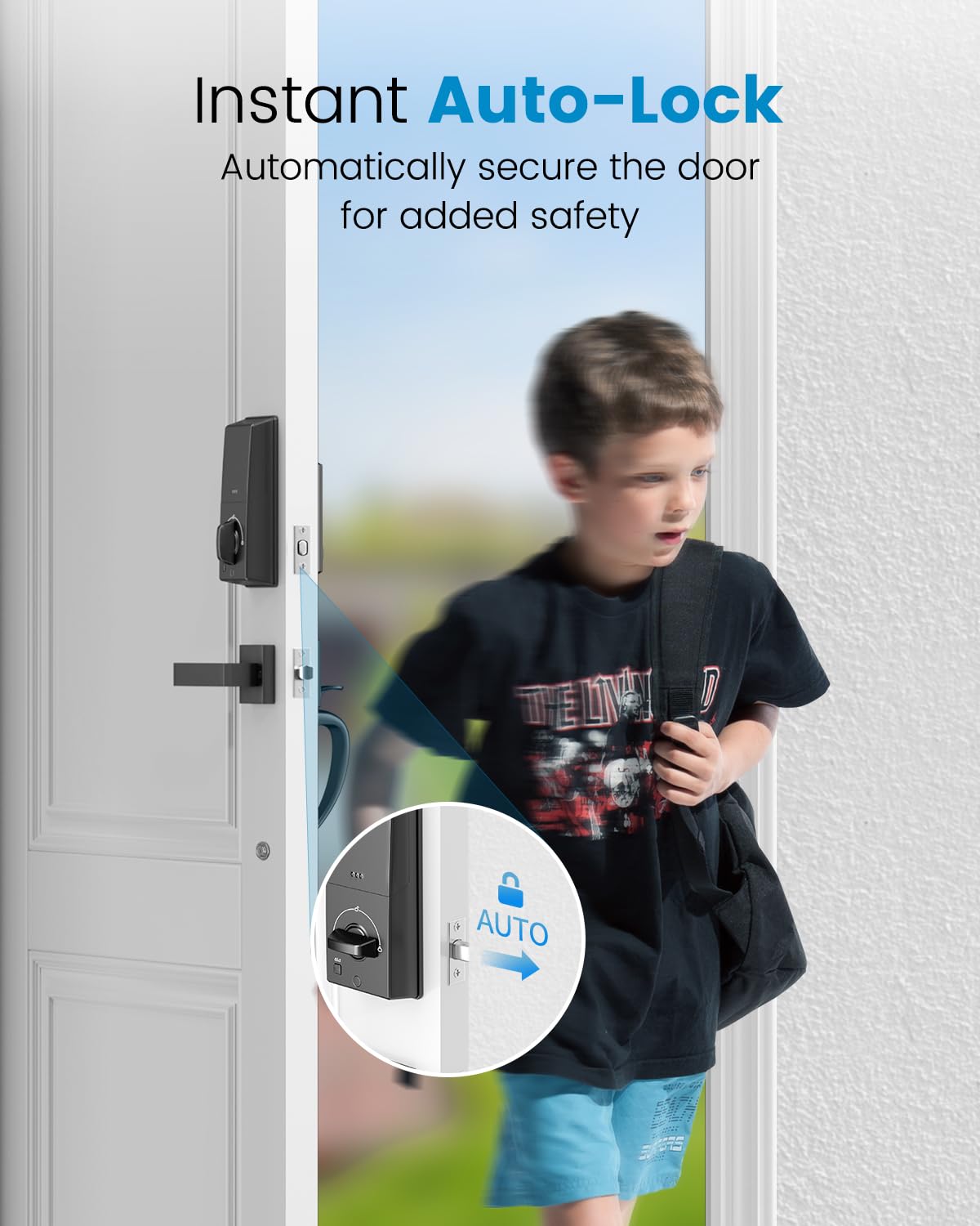 Smart Front Door Lock Set, APP Control Keyless Entry Door Lock with Handle, Smart Fingerprint Deadbolt, Anti-Peeping Electronic Keypad, Auto Lock, Easy Install, Black