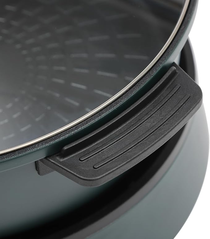 4L/4.2Qt Electric Hot Pot,Portable Electric Pan 1350W,Non-Stick Electric Skillet 1-5 People,Multi-Cooker for Parties, Barbecues,Camping,Travel (Green)