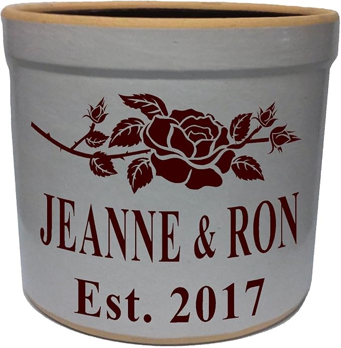 3 Gallon Personalized Stoneware Crock - Rose