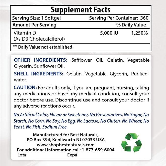 Best Naturals B-100 Complex & Vitamin D3 5000 IU