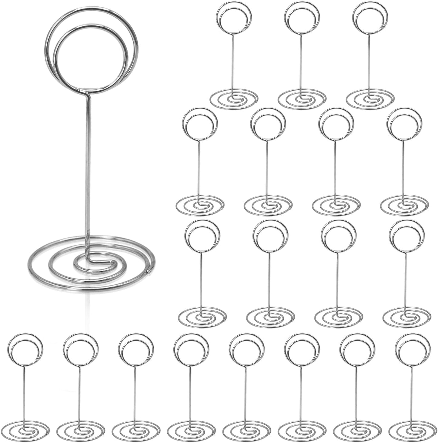 Table Number Holders 20Packs - 3.35 Inch Table Number Stands Place Card Holder for Wedding Party Graduation Reception Restaurant Home Photo Picture Office Memo (Silver, 3.35")